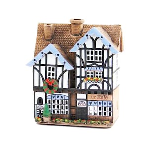 Guesthouse Zur Eule, Germany. Ceramic Tealight Candle Holder. Ceramic candle house. Candle holder house. Christmas village houses