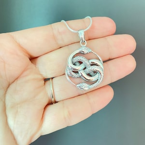 Auryn 925 Sterling Silver Pendant, Ouroboros Pendant, Snake necklace, Neverending Story, Serpent Snake, Snake pendant, Snake jewelry