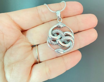 Auryn 925 Sterling Silver Pendant, Ouroboros Pendant, Snake necklace, Neverending Story, Serpent Snake, Snake pendant, Snake jewelry