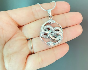 Auryn 925 Sterling Silver Pendant, Ouroboros Pendant, Snake necklace, Neverending Story, Serpent Snake, Snake pendant, Snake jewelry