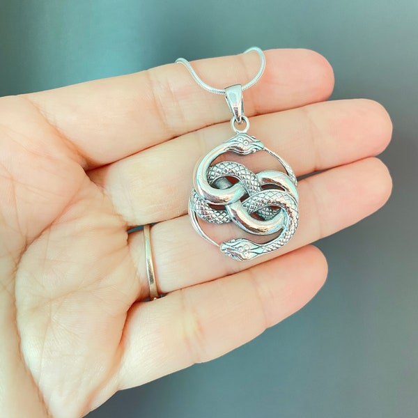 Auryn 925 Sterling Silver Pendant, Ouroboros Pendant, Snake necklace, Neverending Story, Serpent Snake, Snake pendant, Snake jewelry