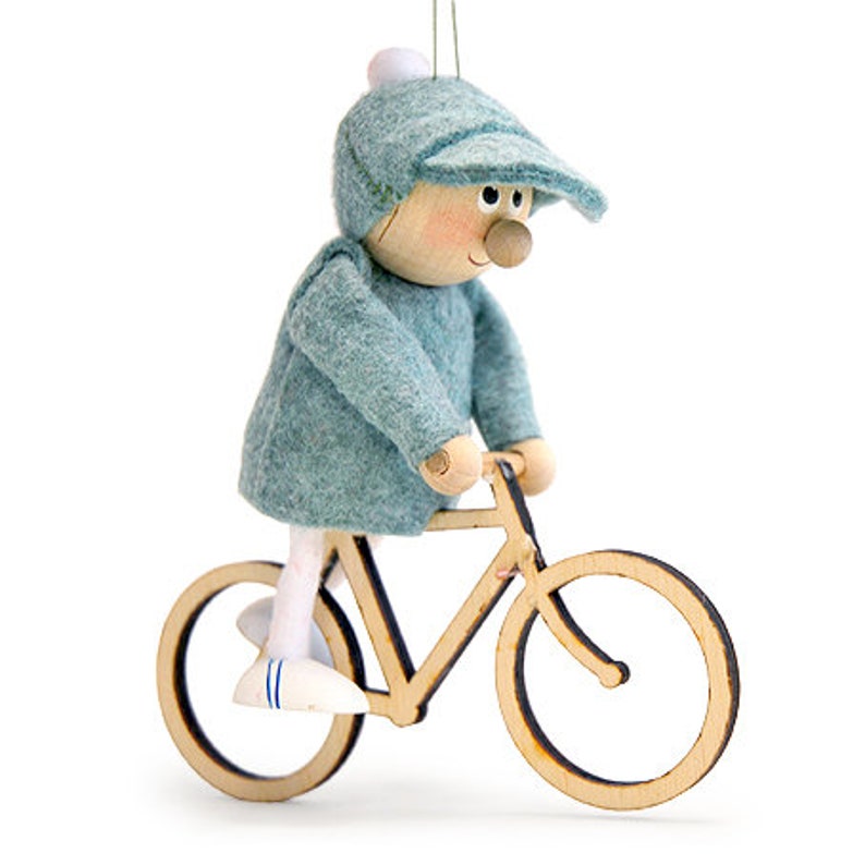 Santa on Bicycle. Christmas Ornament Santa Gnome on a String. Etsy