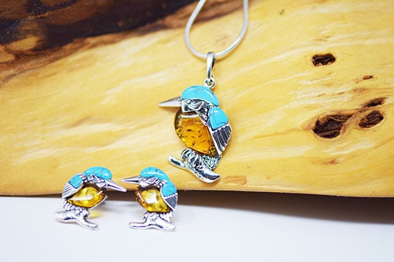 カワセミネックレス、スターリングシルバーカワセミペンダント、鳥