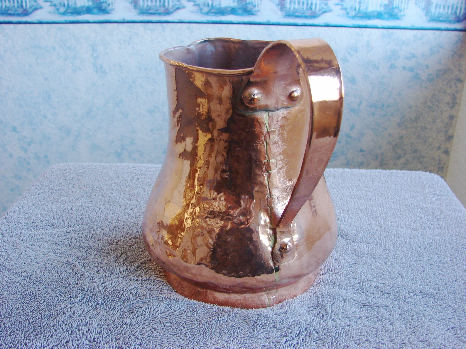 Vintage Hammered Copper Water Pitcher Etsy