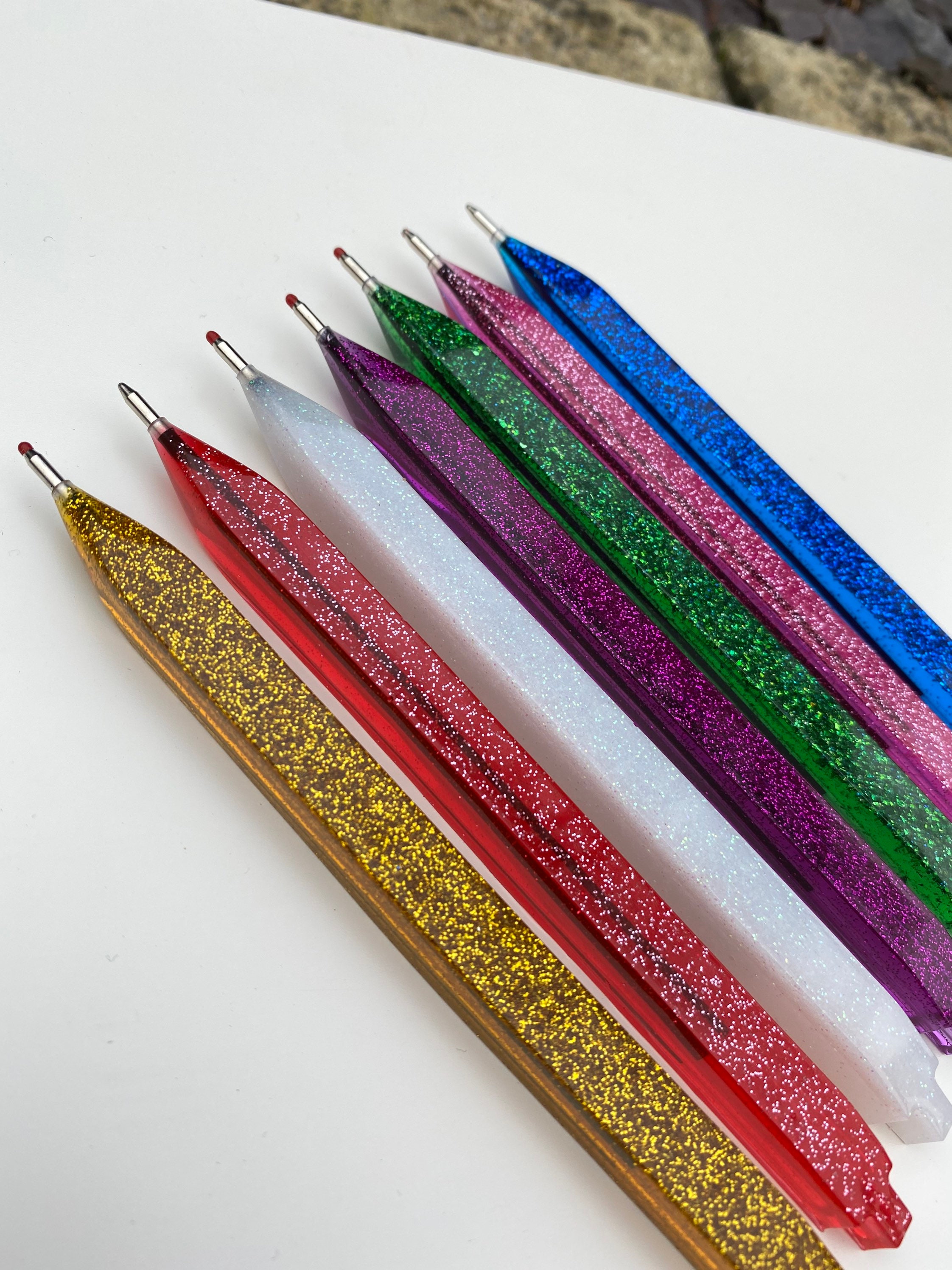 Handmade Glitter Resin Pens Various Colours Etsy