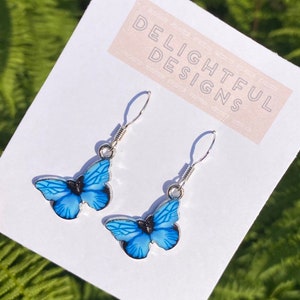 Blue Butterfly Earrings and Necklace