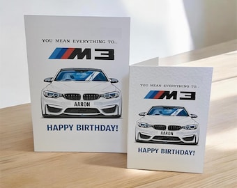 Tarjeta de cumpleaños personalizada para amantes de los coches: diseño BMW M3 (A5/A6)
