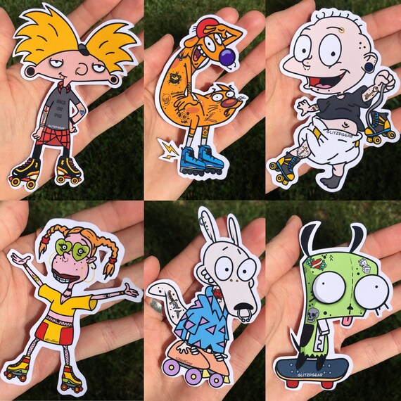 90s Cartoons Roller Skate Sticker Pack - Etsy 90s Cartoons Roller Skate Sticker Pack - Etsy