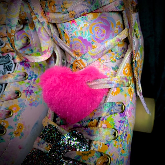 Fuzzy Heart Roller Skate Accessory