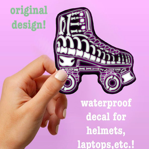 Roller Skate Decal | For helmet, car bumper, laptop, water bottle | waterproof sticker | FAST & Free USA shipping