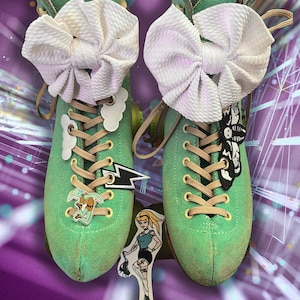 Roller Skate Accessory Bundle | Skate Patch / Accessories, Skate Princess Sticker | Squid Pin | Roller Skate Bows | For Quad Skates, Inline