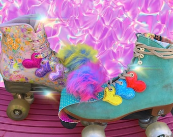 Holographic Puffy Heart Roller Skate Accessory