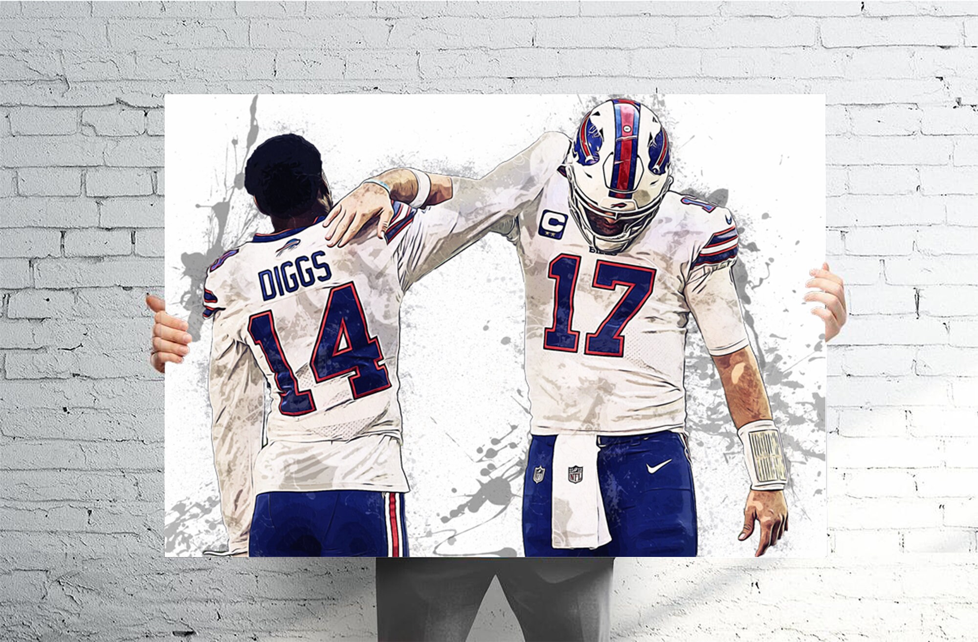 Buffalo Bills Poster Stefon Diggs /& Josh Allen Wall Art No Frame