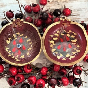Mix & Match Evil Eye Pomegranate Seeds Trinket Dish| Ring Dish | Jewelry Dish | Serving Dish | Gold finish Count 2