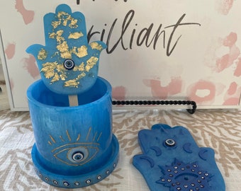 Hamsa Evil Eye Planter with or without  Incense holder |