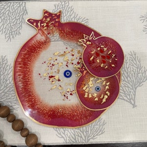 Pomegranate Evil Eye Tray | with or without coasters