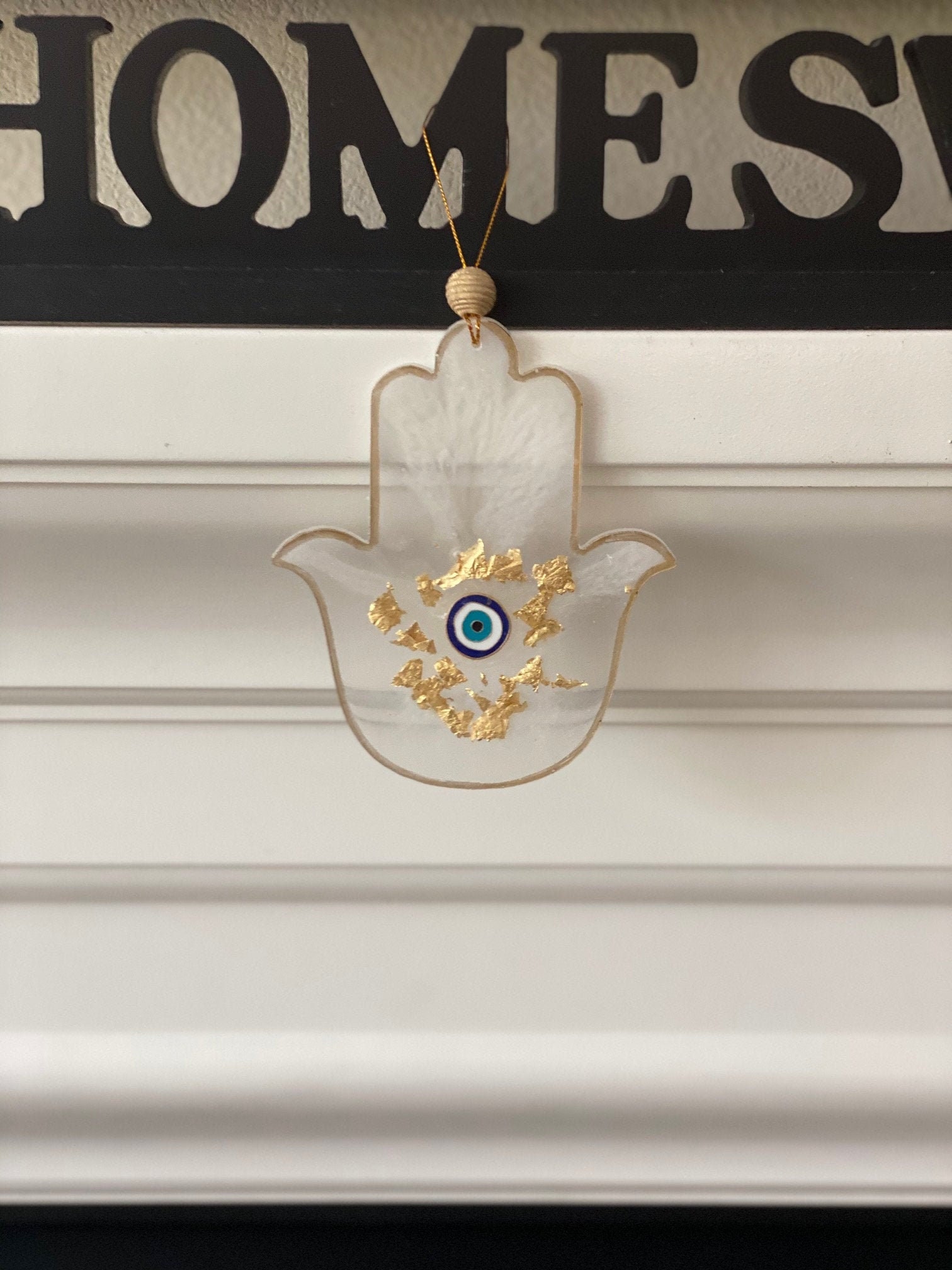 Large Hamsa Evil Eye Wall Hanging Ornament Gold