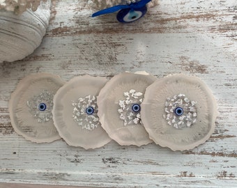 Evil Eye Coaster Set | Set of Four | Beige