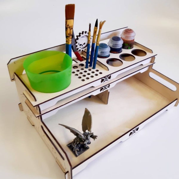 Wooden paint station, tool stand, CITADEL Citadel freestanding, Warhammer 40k Gaming.