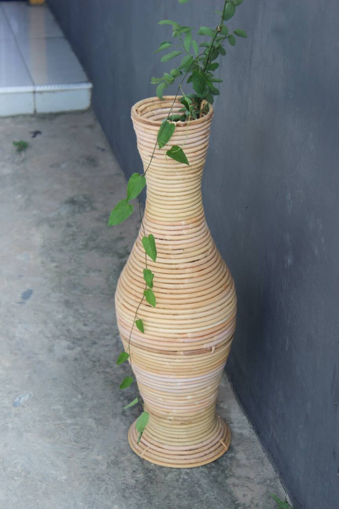 Vase Rattan Tall Vase Rattan Vase for Boho Decor Flower Etsy