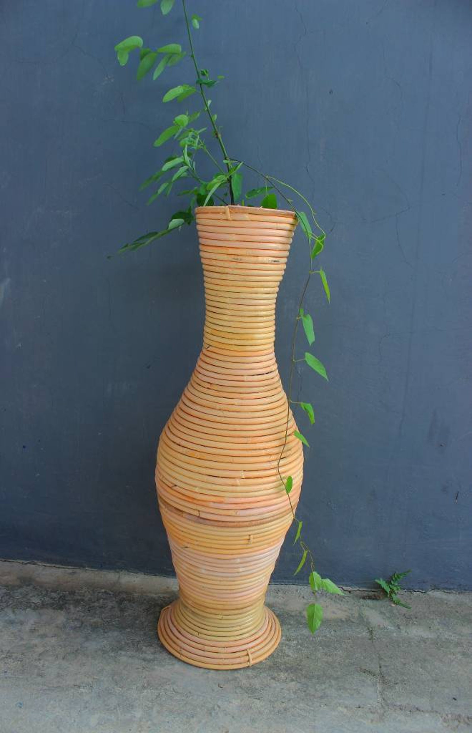 Vase Rattan Tall Vase Rattan Vase for Boho Decor Flower Etsy