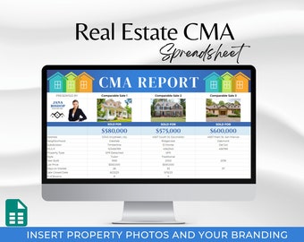 Real Estate CMA Spreadsheet, Comparative Market Analysis, Realtor CMA Packet, Real Estate CMA Template, Real Estate Spreadsheet