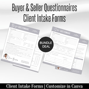 Buyer Seller Questionnaire Real Estate, Real Estate Client Questions, Real Estate Questionnaire Template, Realtor Buyer Seller Intake Forms