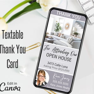 Tekstbedankkaart onroerend goed, uitnodiging opendeurdag makelaar, makelaardij canvamarketing, tekst digitaal bedankkaartje makelaar