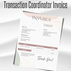 Transaction Coordinator Invoice Template Real Estate Transaction