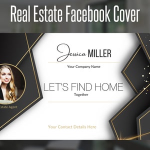 Plantilla de portada de Facebook para agente inmobiliario, marketing en redes sociales para agentes inmobiliarios, banner de cronología de Facebook, plantilla Canva para redes sociales de agentes inmobiliarios