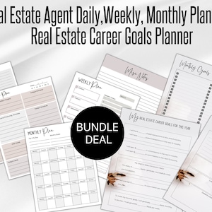 Real Estate Agent Planner and Real Estate Goal Planning Bundle, Real Estate Agent Daily Planner, Sales Goal Tracker, Realtor Planner 2024