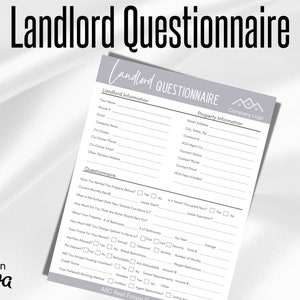 Landlord Questionnaire Template, Rental Questionnaire, Property Manager Template, Rental Property Management, Property Management Forms