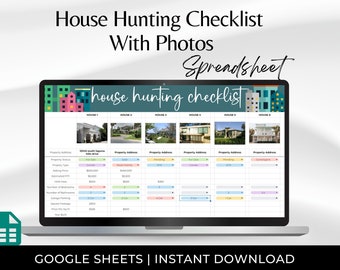 House Hunting Checklist with Pics, House Hunting Schedule, Realtor Home Showing Schedule, House Hunting Spreadsheet, Home Search Score Card