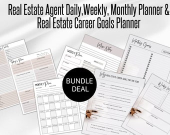 Real Estate Agent Planner and Real Estate Goal Planning Bundle, Real Estate Agent Daily Planner, Sales Goal Tracker, Realtor Planner 2024