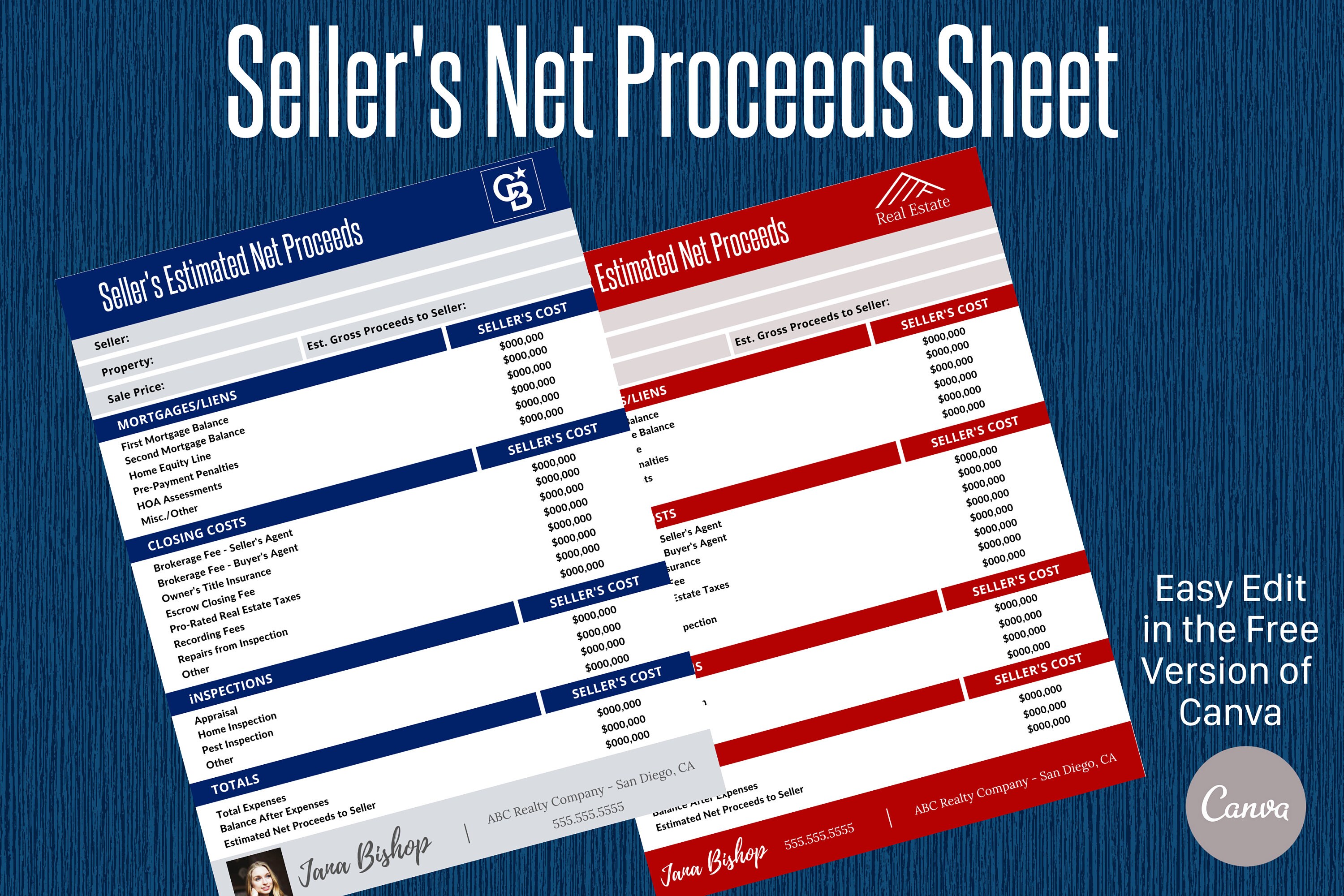 Sellers Net Sheet Real Estate Sellers Estimated Net Proceeds Etsy