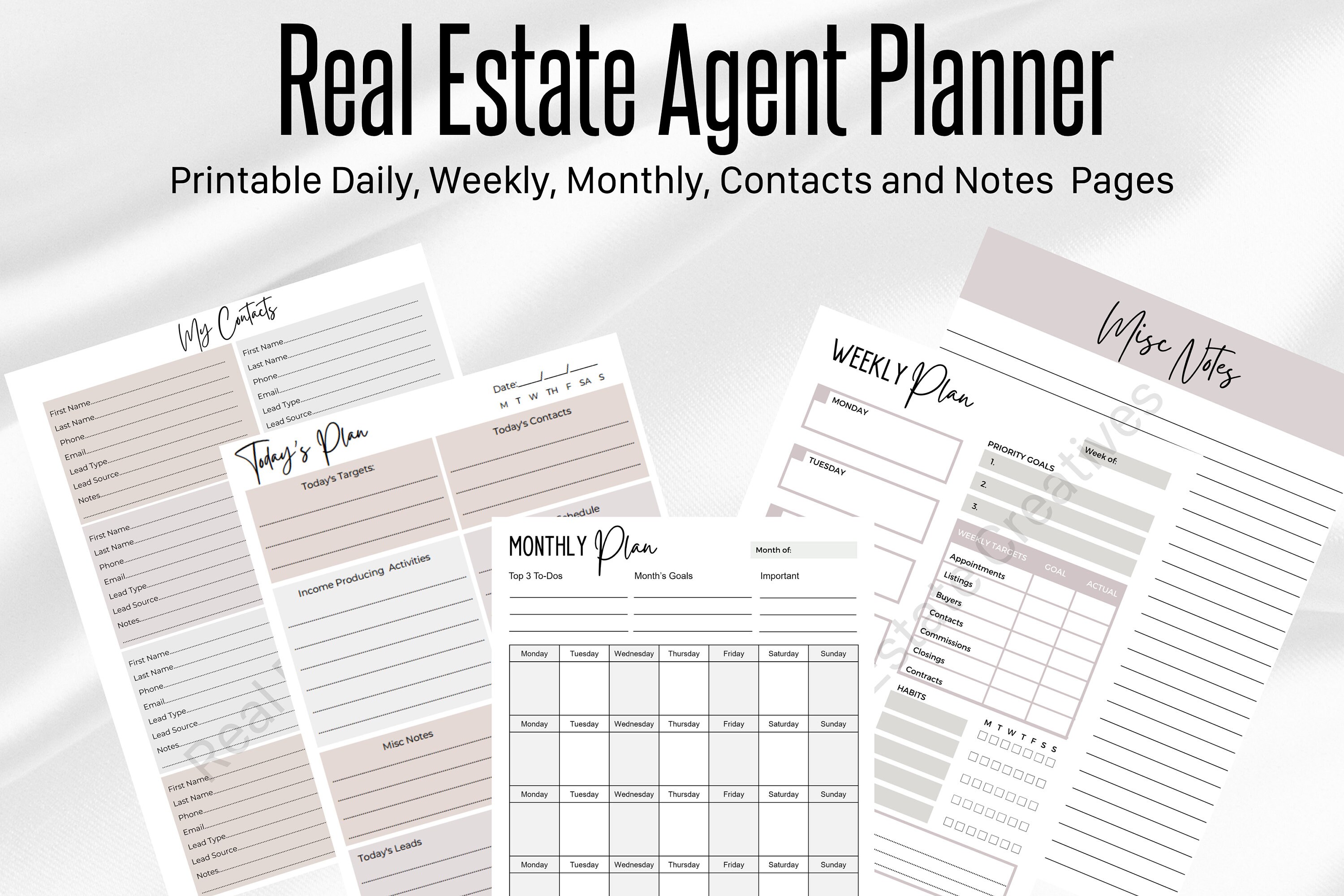 Real Estate Agent Planner and Real Estate Goal Planning Bundle, Real