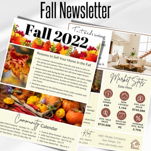 Real Estate Newsletter Template, Realtor Newsletter, Real Estate Email Newsletter, Real Estate Fall Newsletter, Autumn Quarterly Newsletter