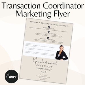 Transaction Coordinator Email Flyer Template, Real Estate Transaction Coordinator Marketing, Transaction Coordinator Presentation, Canva
