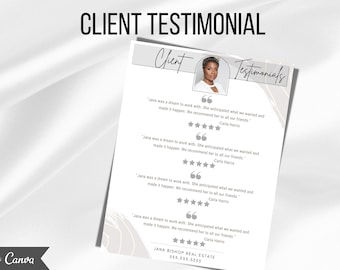 Real Estate Client Testimonial, Realtor Testimonial, Real Estate Agent Canva Template, Real Estate Marketing, Real Estate Testimonial, Flyer