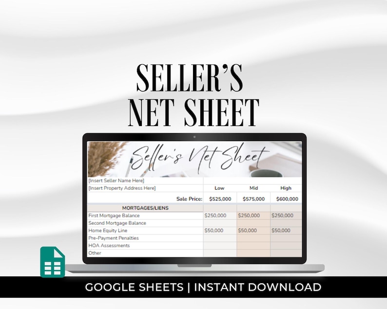 Real Estate Sellers Estimated Net Proceeds Spreadsheet, Sellers Net ...