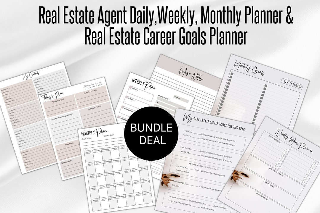 Real Estate Agent Planner and Real Estate Goal Planning Bundle, Real