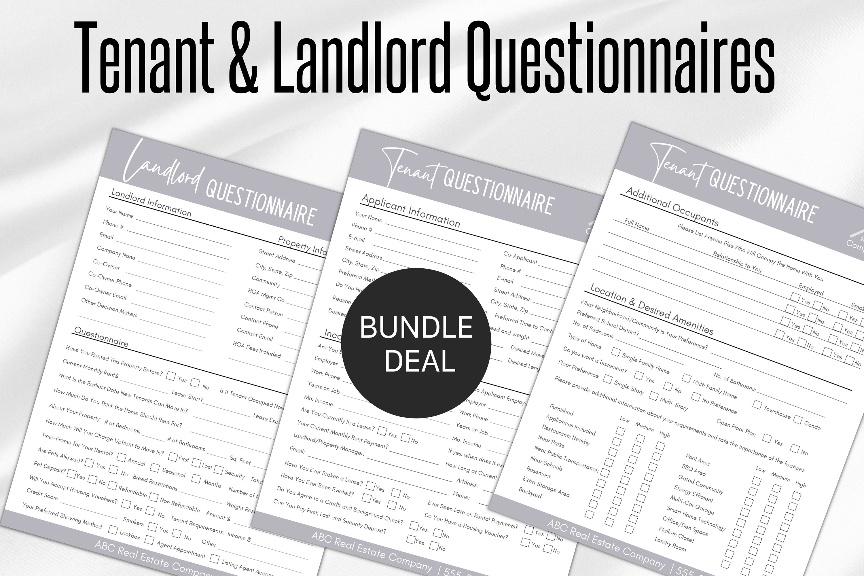 Tenant & Landlord Questionnaire Templates Real Estate Rental Etsy Tenant & Landlord Questionnaire Templates Real Estate Rental Etsy