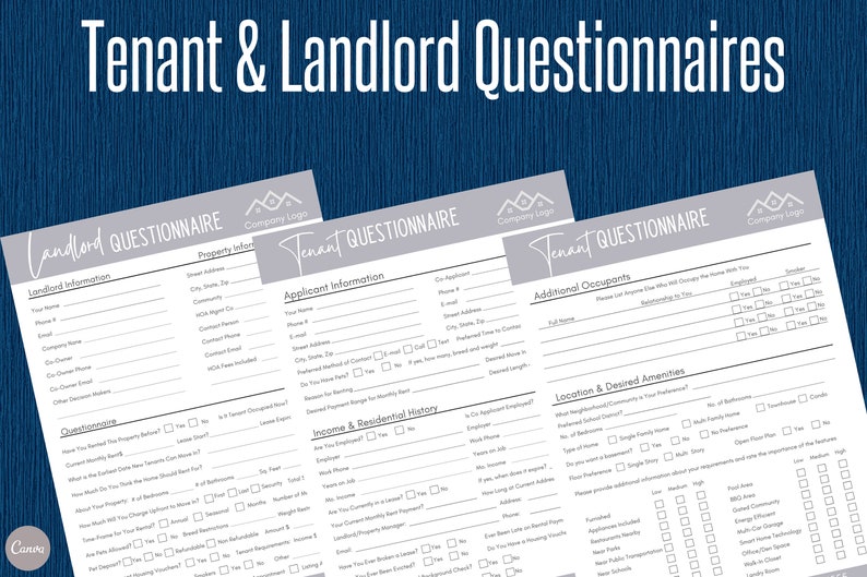 Client Questionnaires Real Estate Buyer Seller Landlord Etsy