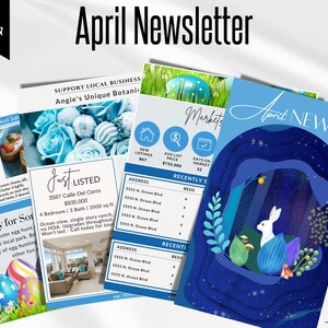 Nieuwsbrief onroerend goed april, sjabloon vastgoednieuwsbrief, e-mailnieuwsbrief april makelaar, nieuwsbrief onroerendgoedcanva, e-mailtekst