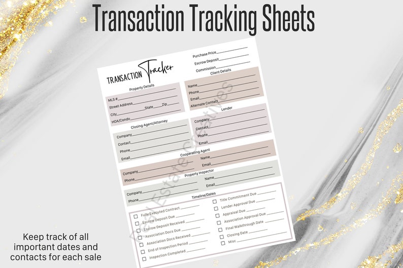 transaction coordinator tracking sheet