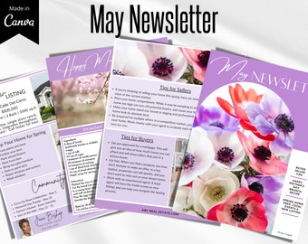 Real Estate Newsletter May, Real Estate News Letter Template, May Realtor Email Newsletter, Real Estate Canva News Letter, Mailchimp