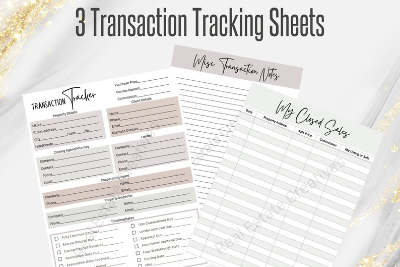 real estate transaction tracking sheet