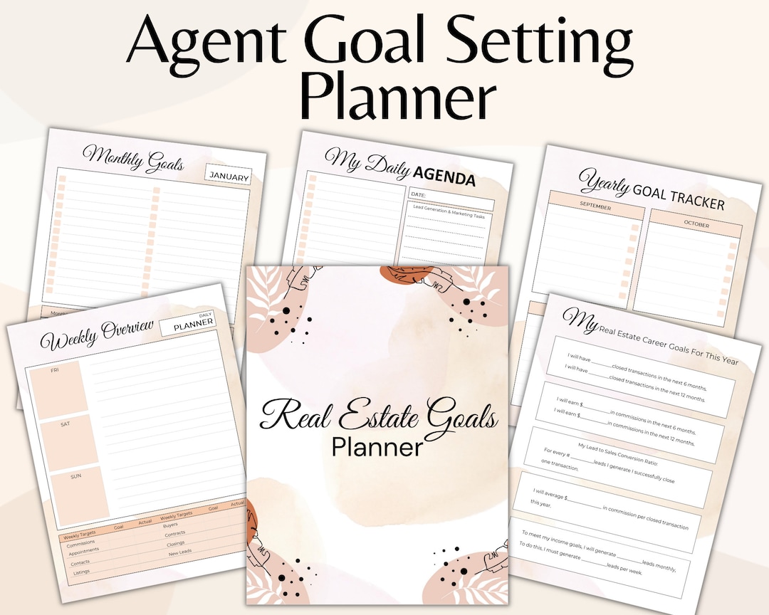 Real Estate Agent Goal Planner, Sales Goal Tracker, Goal Setting
