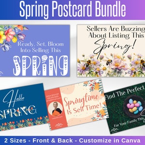 Frühling Frühling Postkarten Vorlage Bundle, Frühling Postkarten Marketing, Frühling Frühling Mailer, Realtor Canva Postkarten, Frühling Postkarten