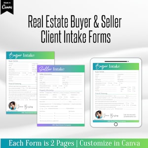 Buyer & Seller Intake Form for Realtor, Client Information Real Estate, Seller Questionnaire, Real Estate Buyer Questionnaire, Client Intake
